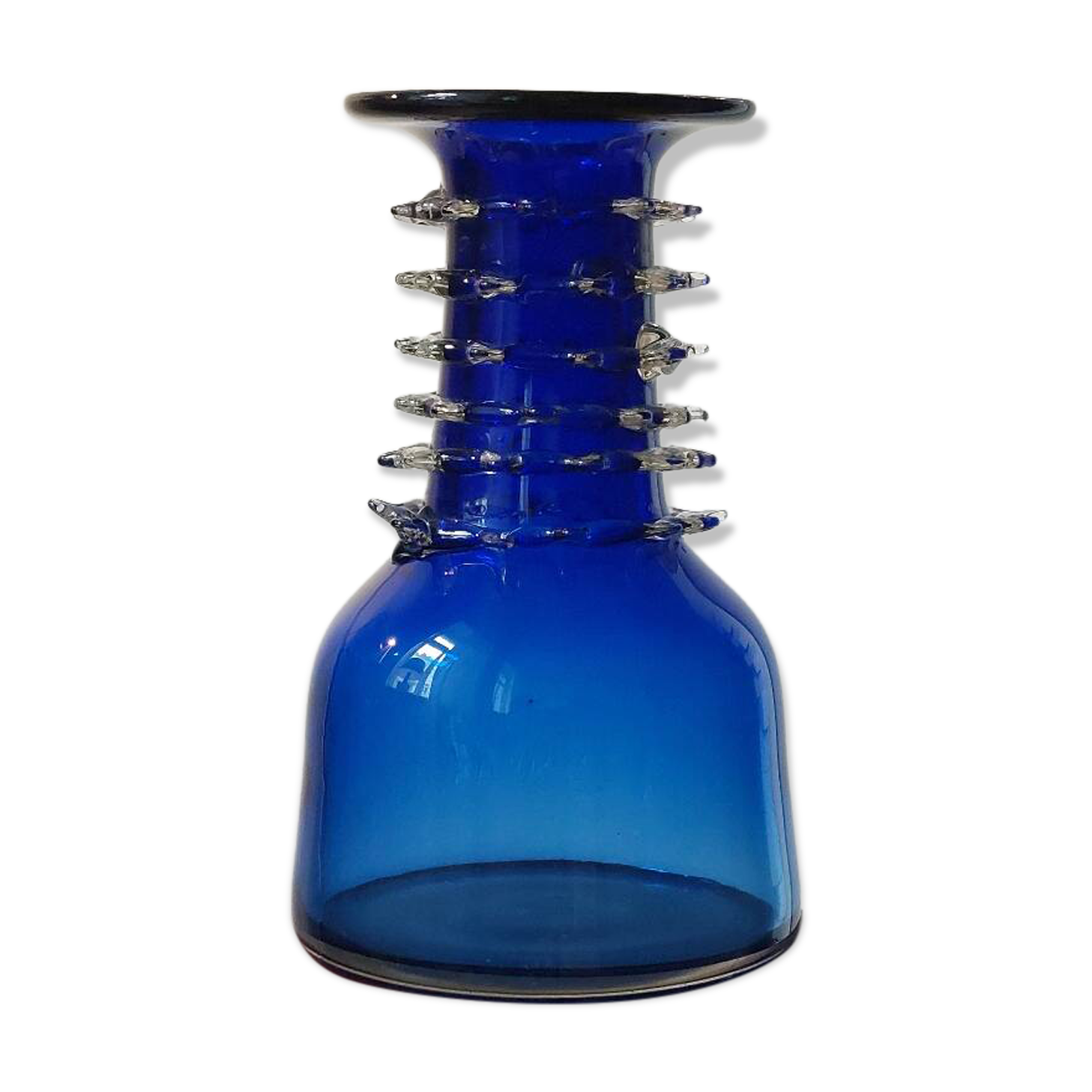 Vintage blue handmade glass vase Lwiw Ukraine