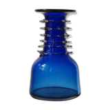 Vintage blue handmade glass vase Lwiw Ukraine