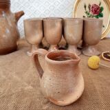 Vintage stoneware 8 mazagrans teapot and milk jug set