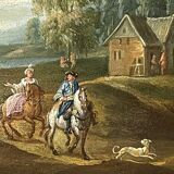 Pair of small paintings, Entourage of Jan Peeter Verdussen, oil on panel, 18th century