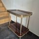 Dessert / Small side table with mahogany veneer and brass mid-century.