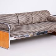 Bauhaus Sofa in Chrome and Oak attributed to Hynek Gottwald, Czech, 1930s