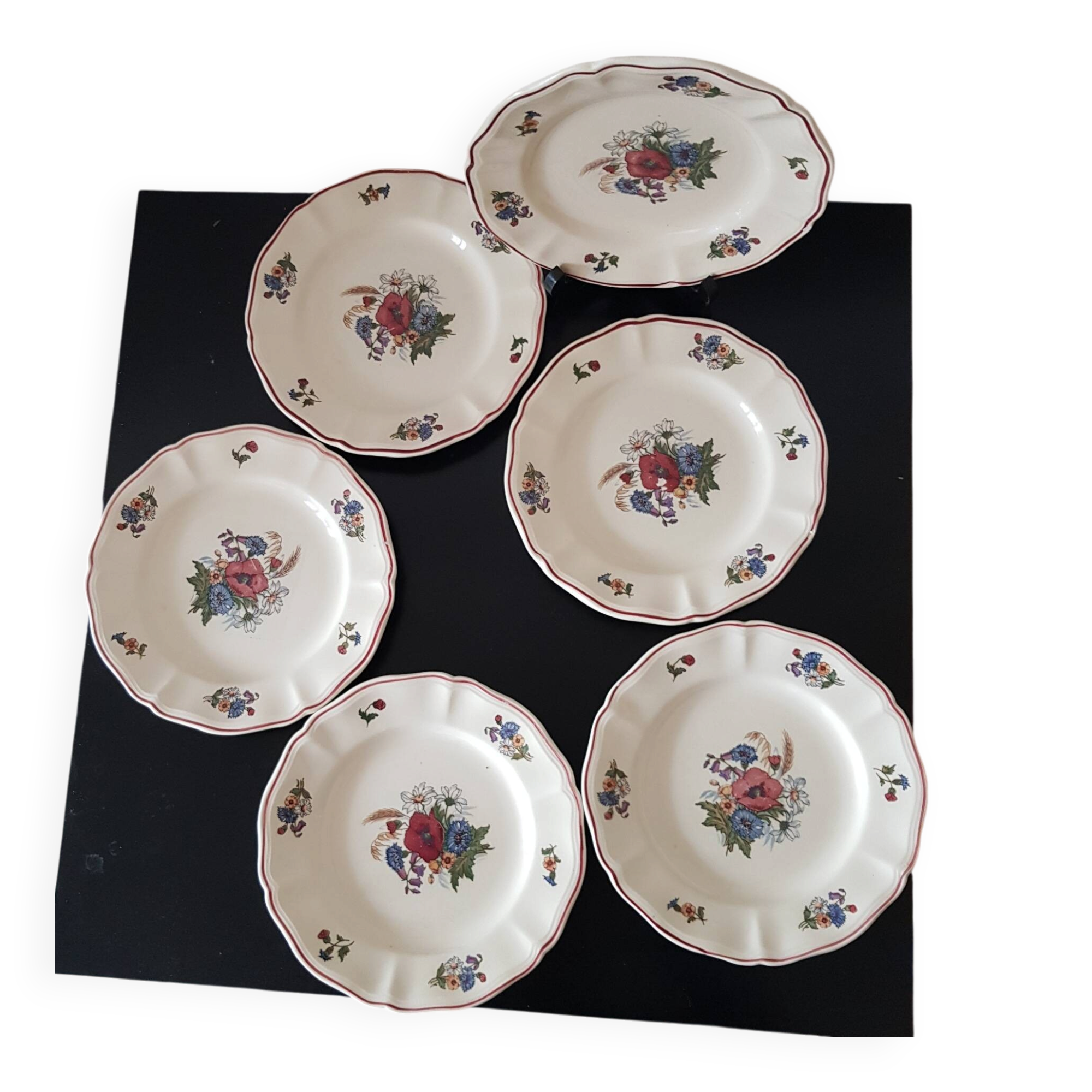 Set of 6 dessert plates, Sarreguemines Agreste