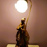 Lampe dorée fin XIXème