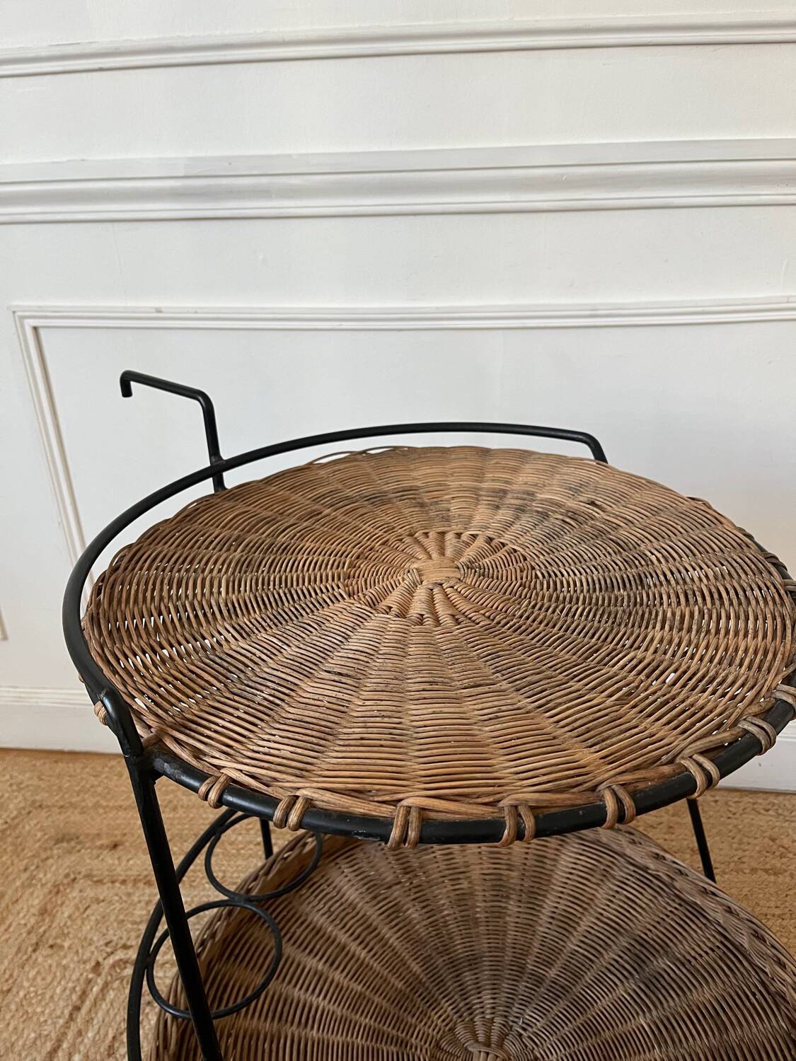 Metal and rattan dessert table Raoul Guys for Airborne 1950