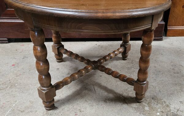 Table basse ronde et 2 tabourets tripodes