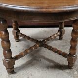 Round coffee table and 2 tripod stools