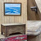 Banc coffre du  18ème en chêne brut - L=1m32, P=65cm, H=62cm.