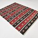 Turkish Red & Black Striped Vintage Kilim Rug, 168x228Cm