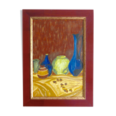 Tableau, peinture nature morte aux vases, années 70