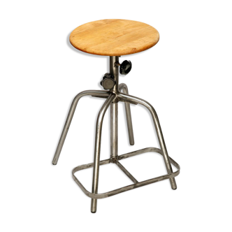 Atelier stool vintage steel pile & Birch 1970s