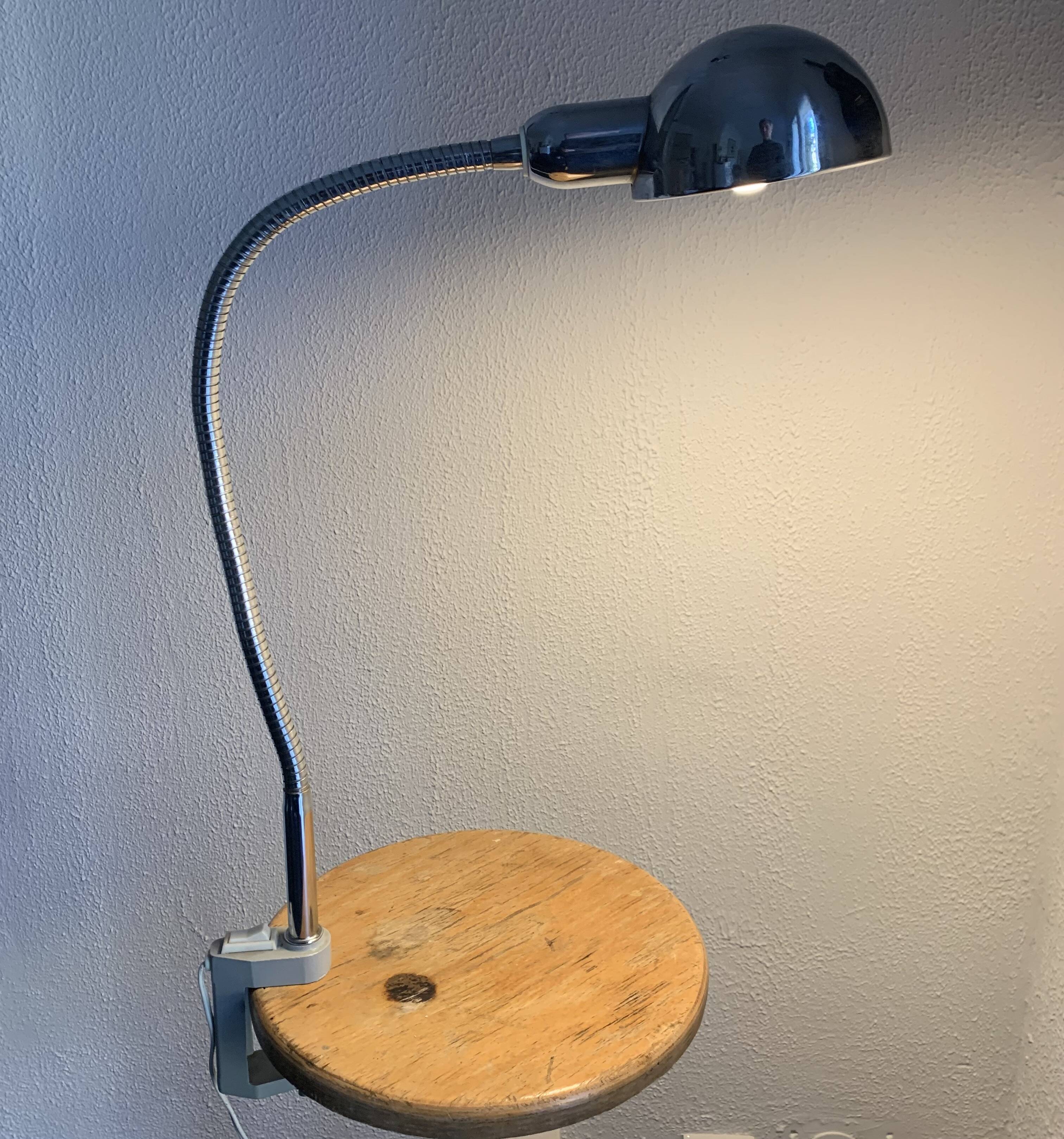 Vintage 1950 chrome industrial vice lamp Jumo 215 - 55 cm