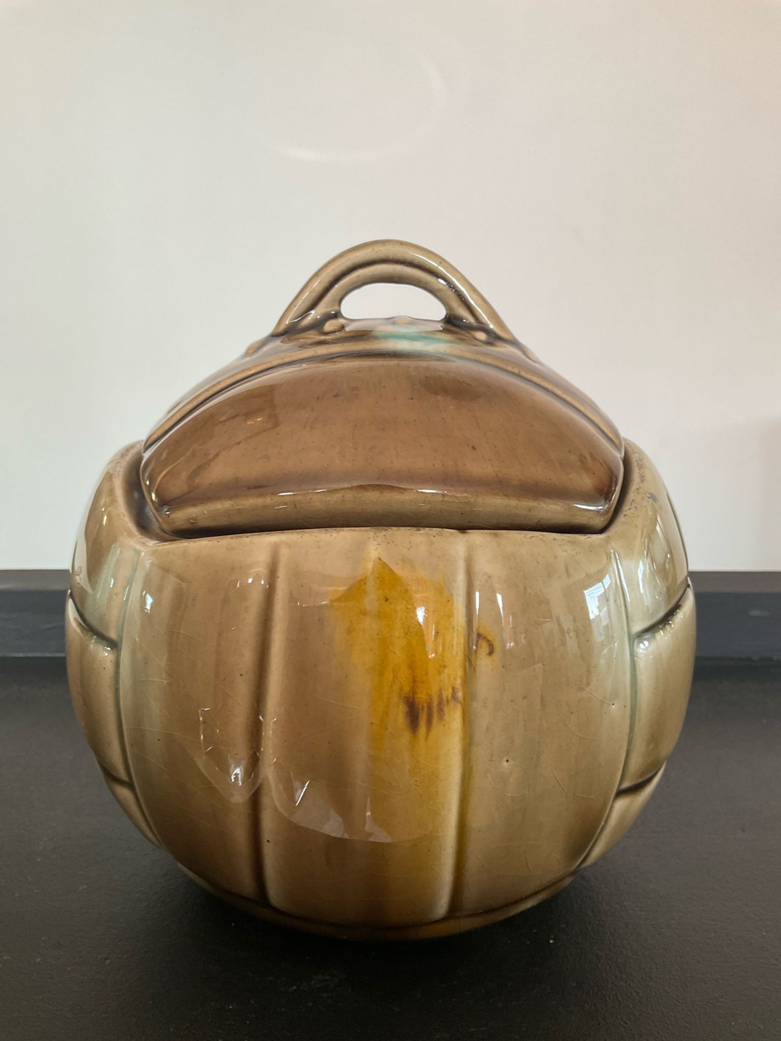 Pot vintage ballon en céramique émaillée