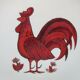 Plate faiencerie de france: red rooster