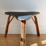 Table en rotin plateau noir