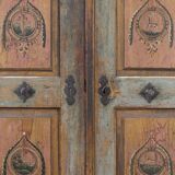 Armoire de mariée peinte d'art populaire 1792