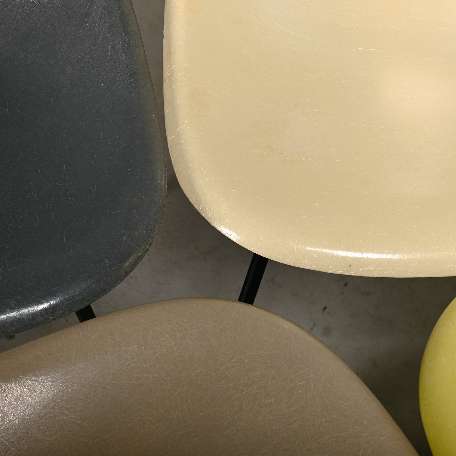 Charles & Ray Eames DSX Fiberglass Side Chairs multicolor set for Herman Mi