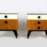 Mid-Century Nightstands with Black Glass Tops from UP Zavody, 1960s, Set of 2