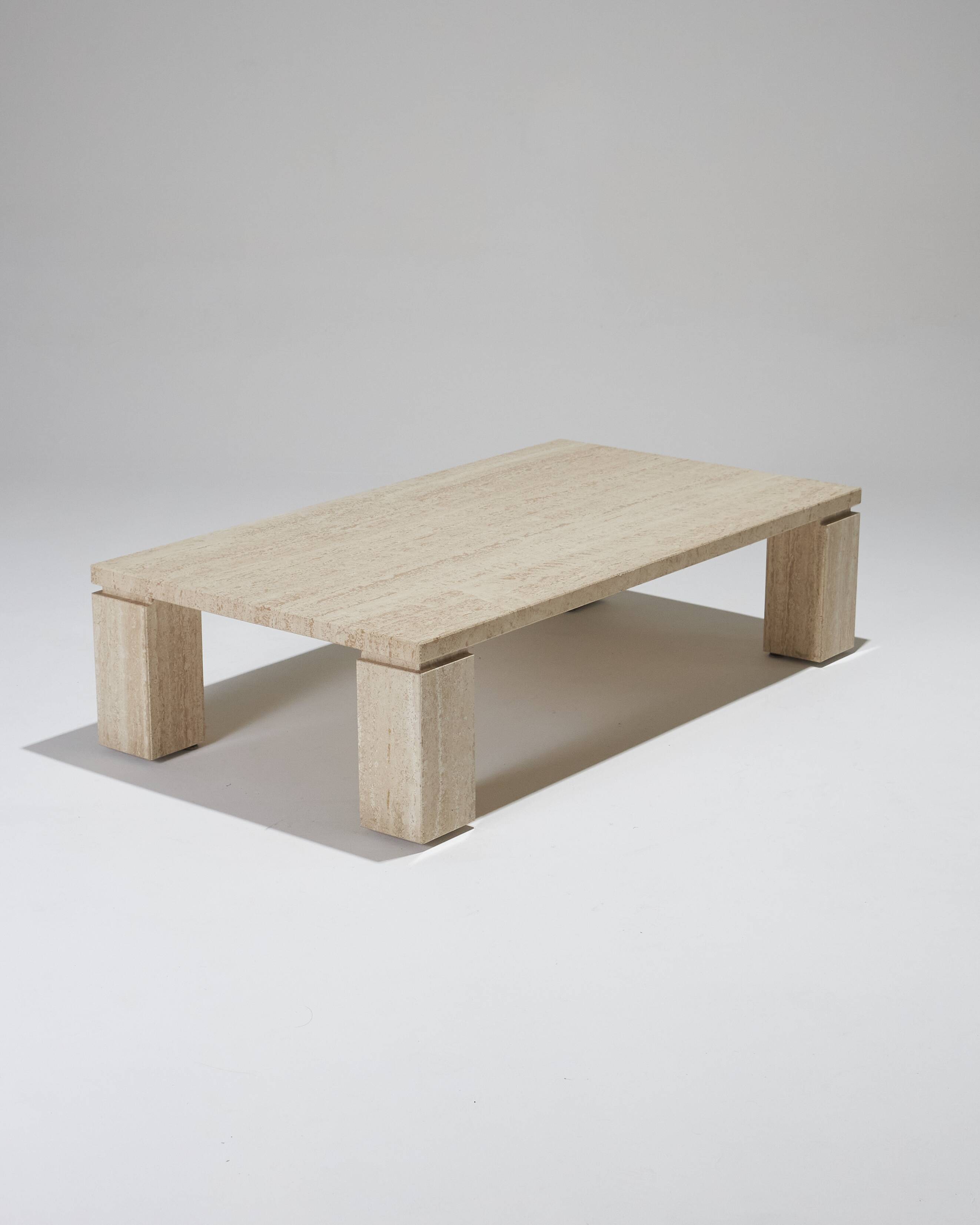 Rectangular travertine coffee table, 1970s