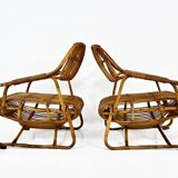 Pair of Italian rattan armchairs, 1960s