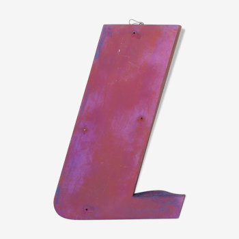 Letter to sign vintage metal 'L '.