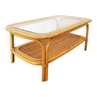 Rattan coffee table and glass top