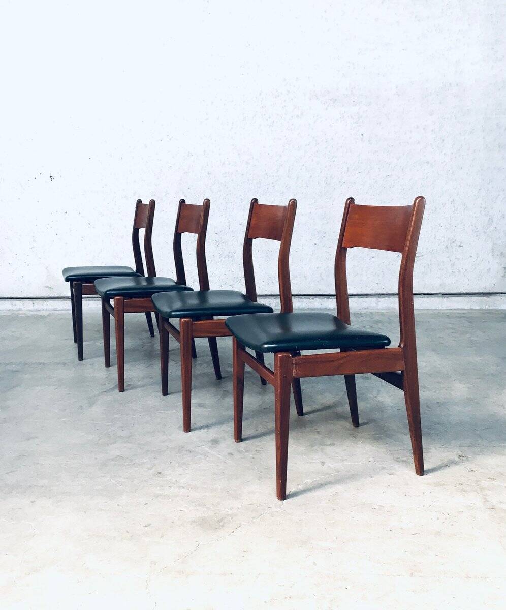 Mid-Century Scandinavian Modern Teak Dining Chairs, Set of 4