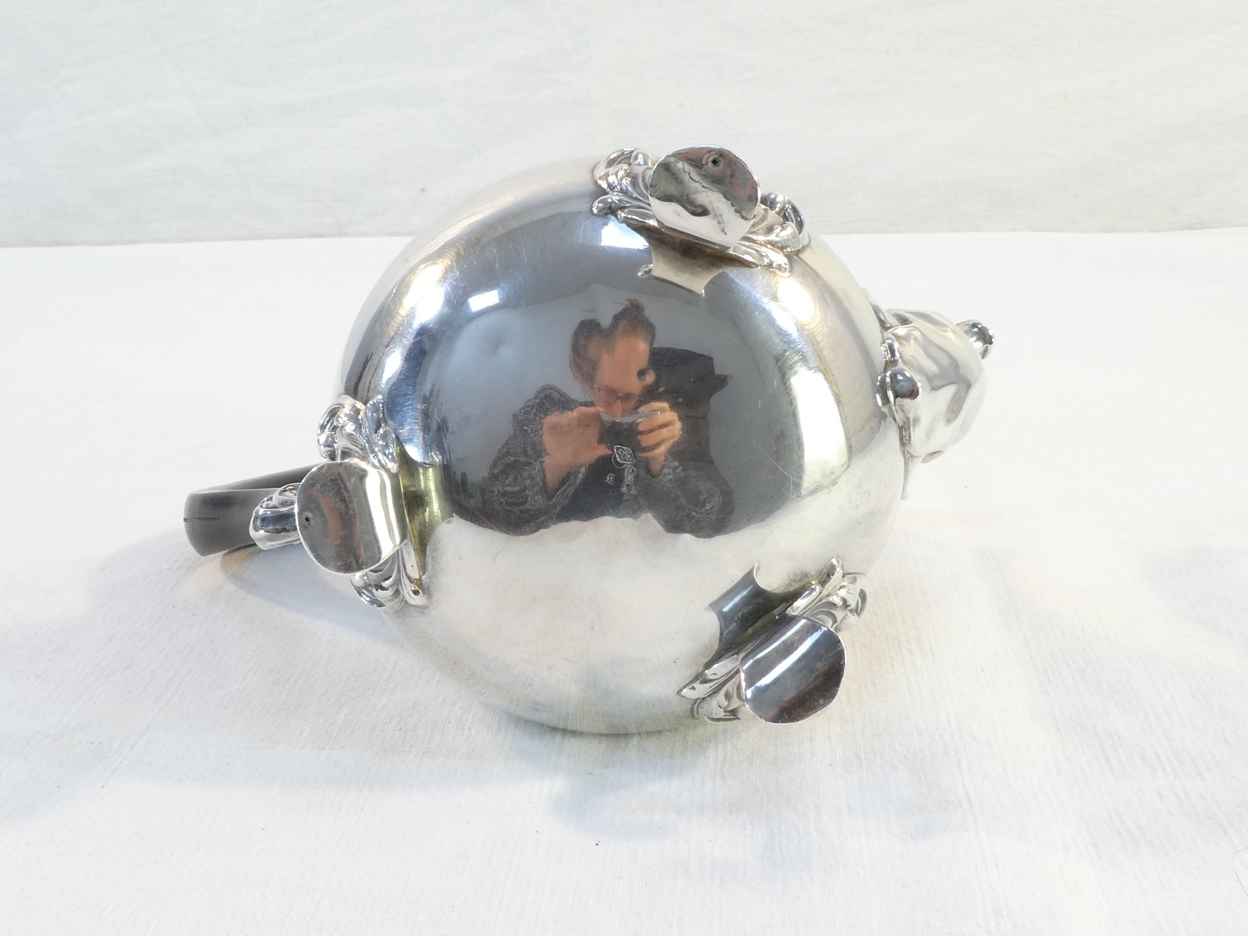 Theiere pourer in solid silver handle in ebene minerve martial fray 19th