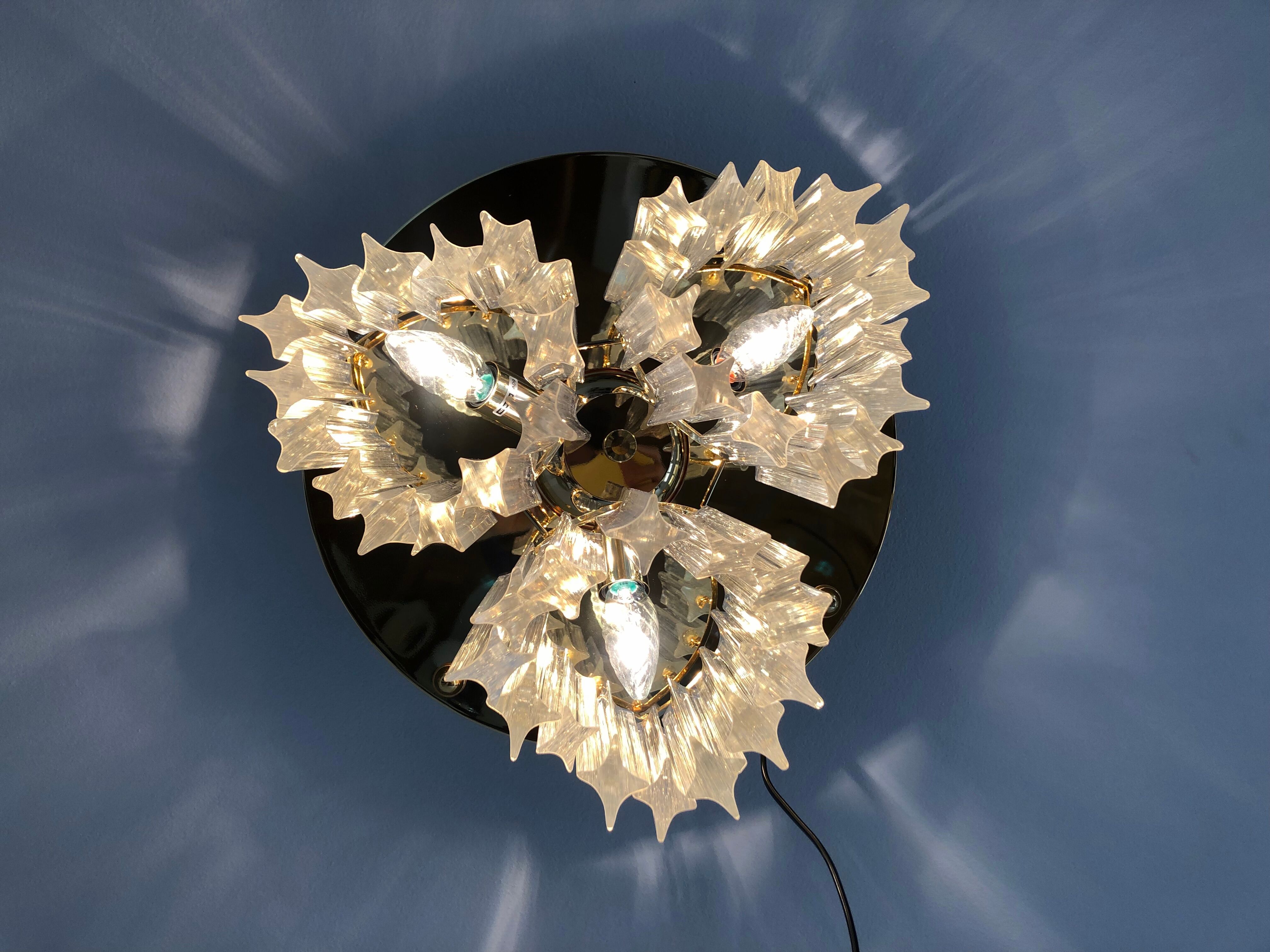 Novaresi Murano glass ceiling lamp, 1970