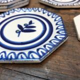 Glass underside and ceramic ramekin Gien France 60s