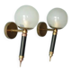 Pair of vintage wall sconces, brass sconce and opaque glass globe, vintage lamp, wall lamp, 50s.