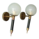 Pair of vintage wall sconces, brass sconce and opaque glass globe, vintage lamp, wall lamp, 50s.