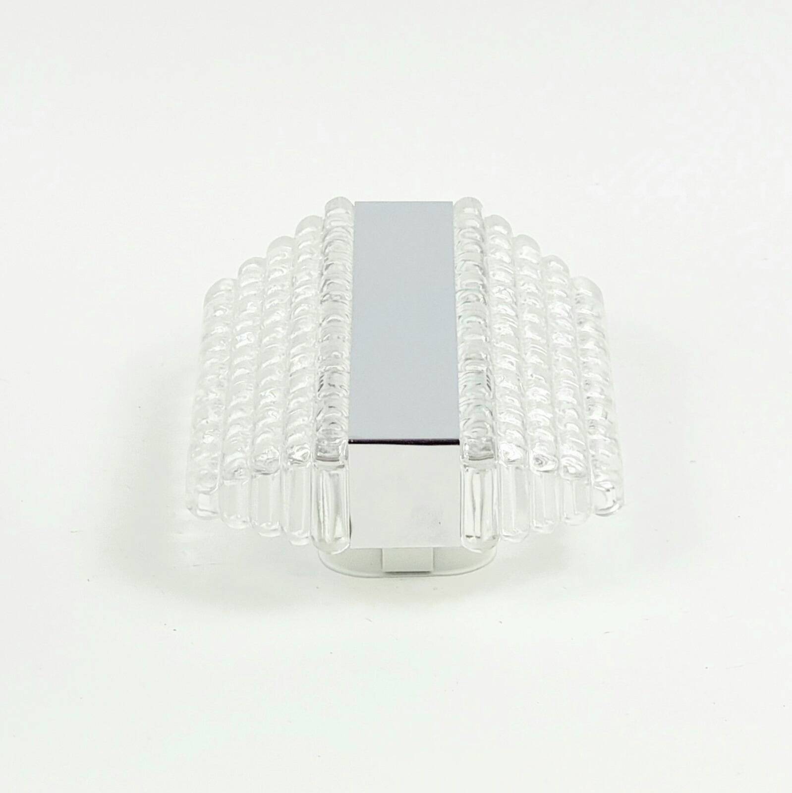 Pair of Mid-Century Glass & Chrome Wall Lamps from Kaiser, Germany, 1960s