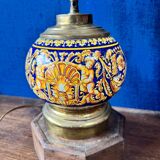 Gien lamp – blue earthenware and brass – early 20th century