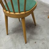 Baumann desk and its matching chair 1960 formica wood and black with green seat