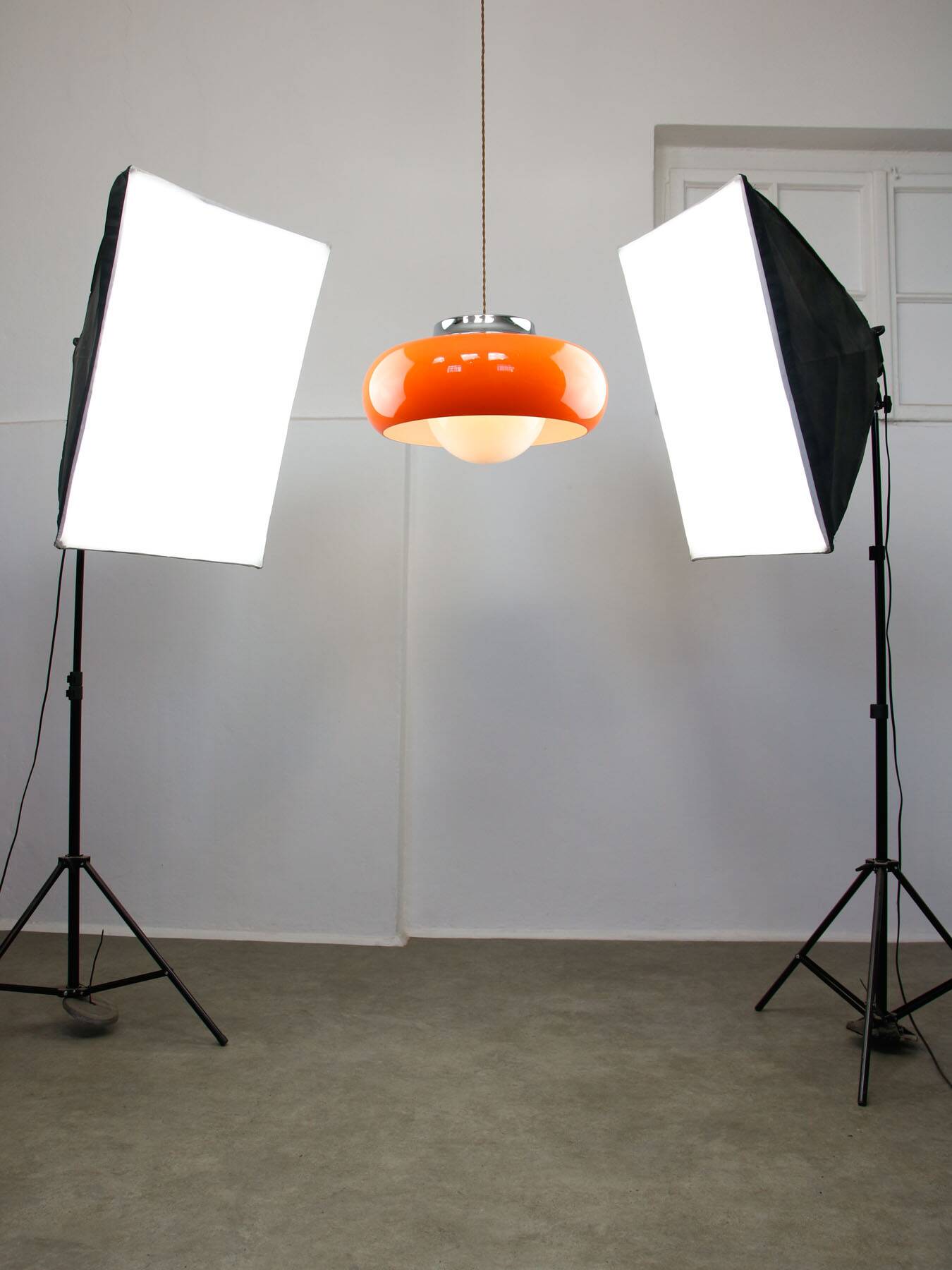 Large Space Age Model Best Pendant from Guzzini in Orange, 1970s