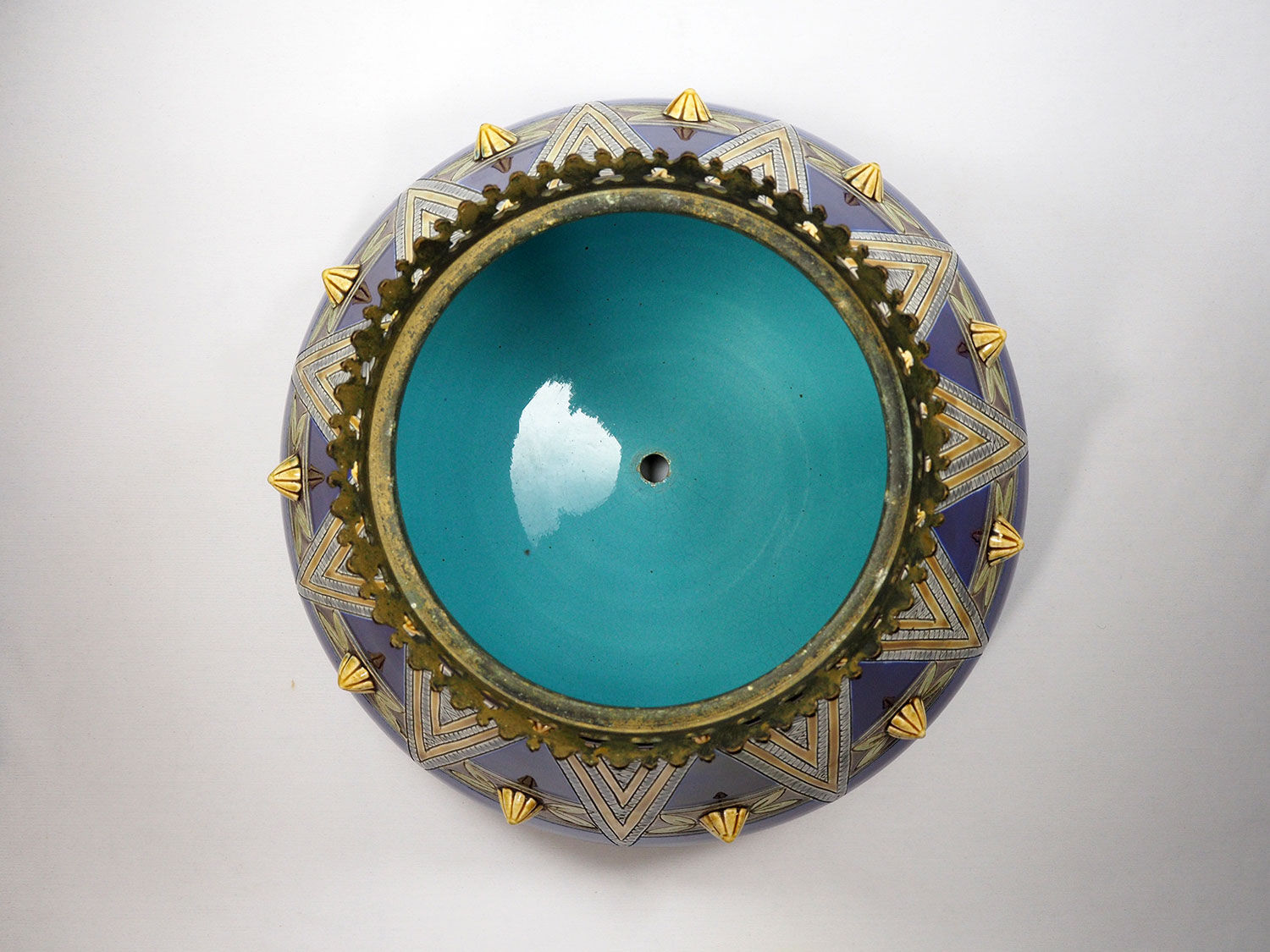 Antique Sarreguemines Majolica and bronze planter-19th century