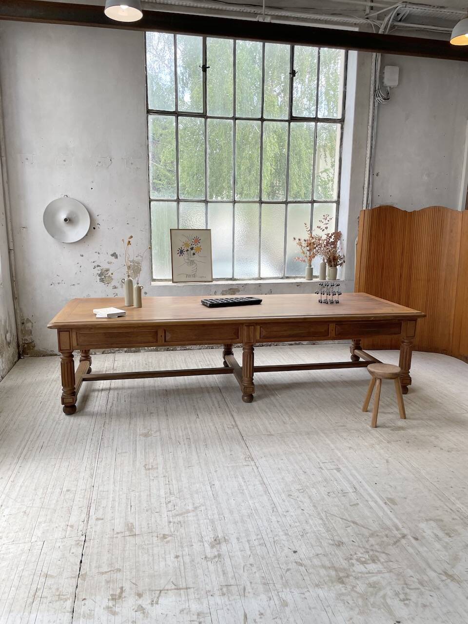 Solid walnut farmhouse castle table 1900 XXL