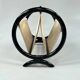 Vintage Round Magazine Rack / Reading Basket, Black Rattan, 1970's