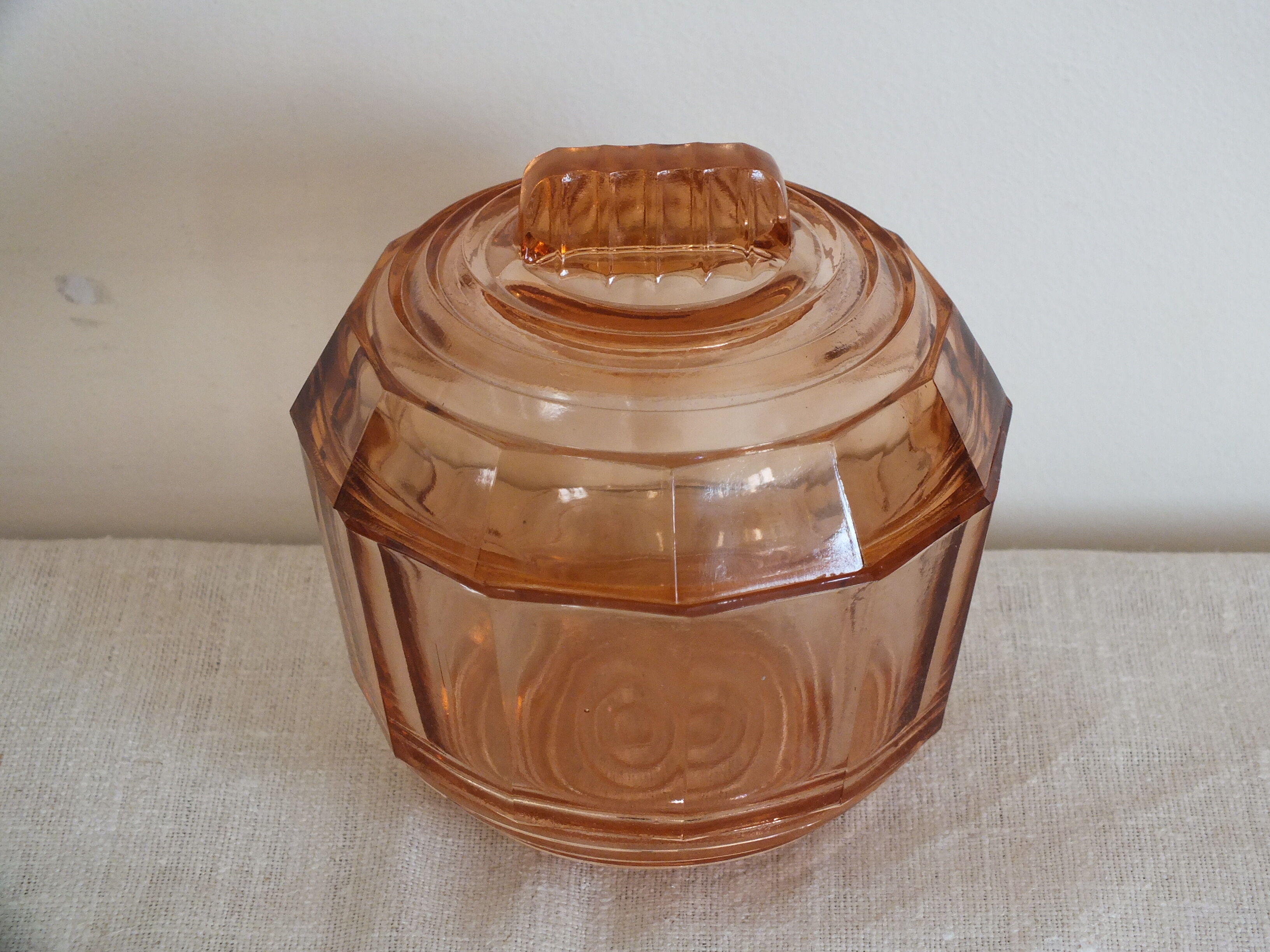 Vintage pink molded glass sweetener