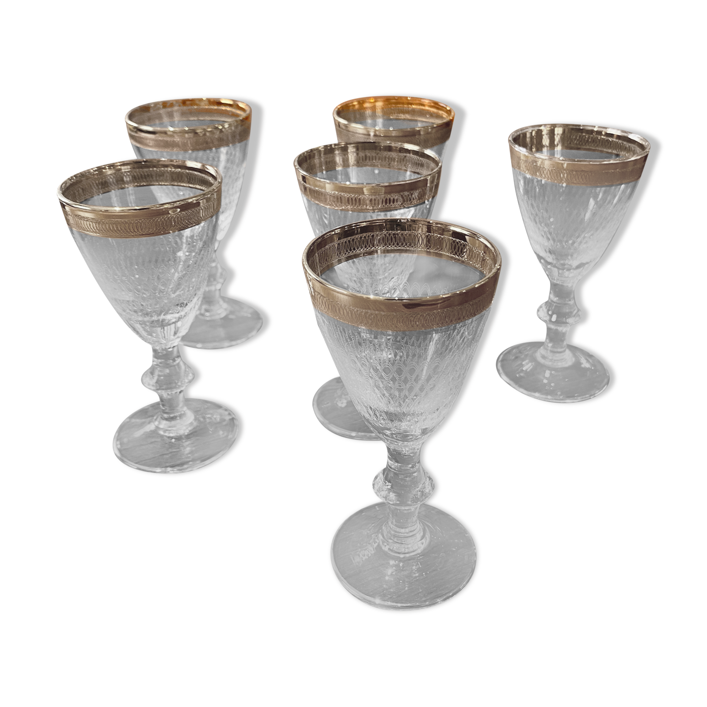 Lot de 6 verres gravés à digestif/liqueur/porto/goutte