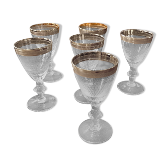 Set of 6 engraved digestive/liqueur/port/drop glasses