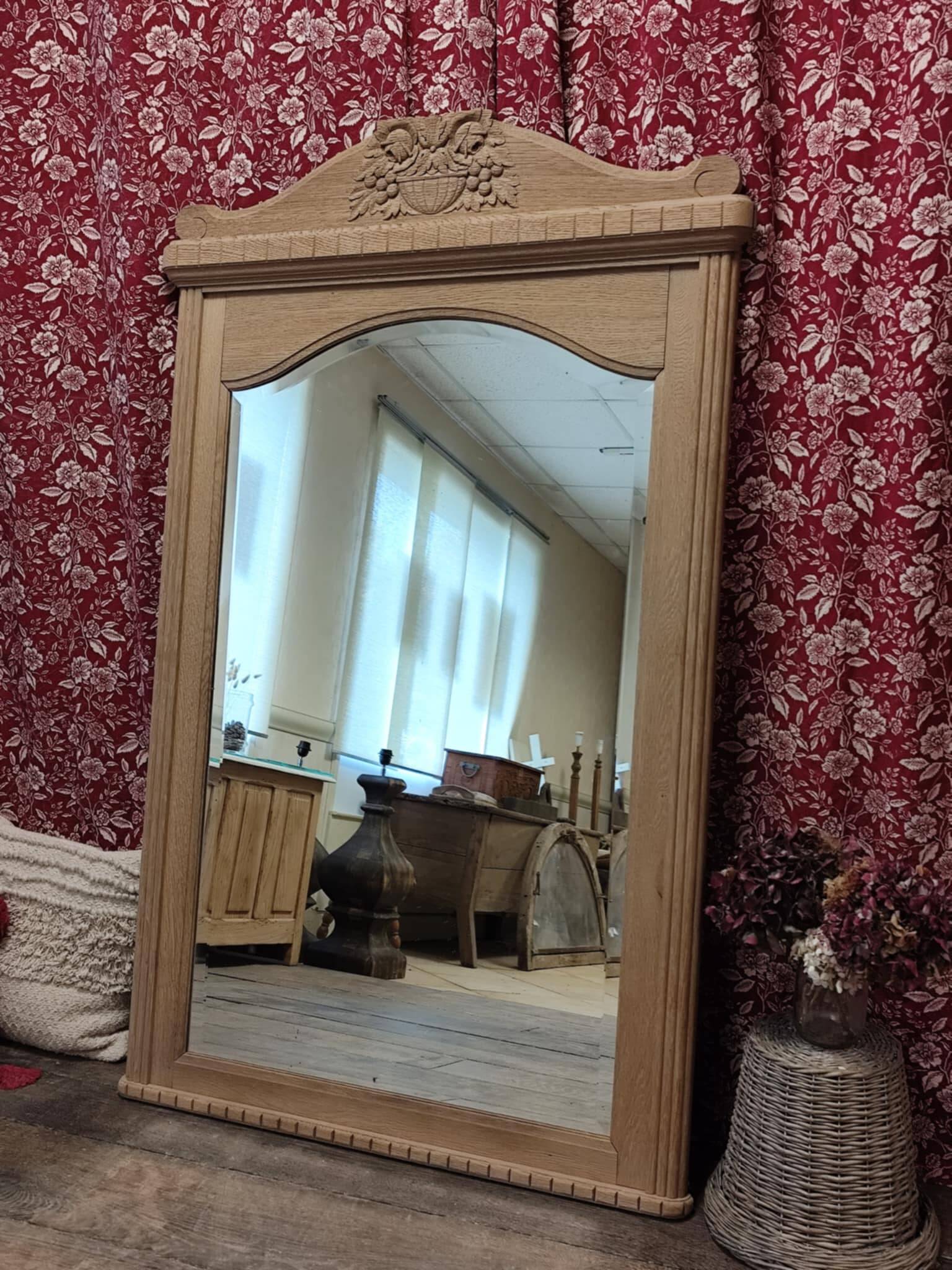Oak trumeau mirror