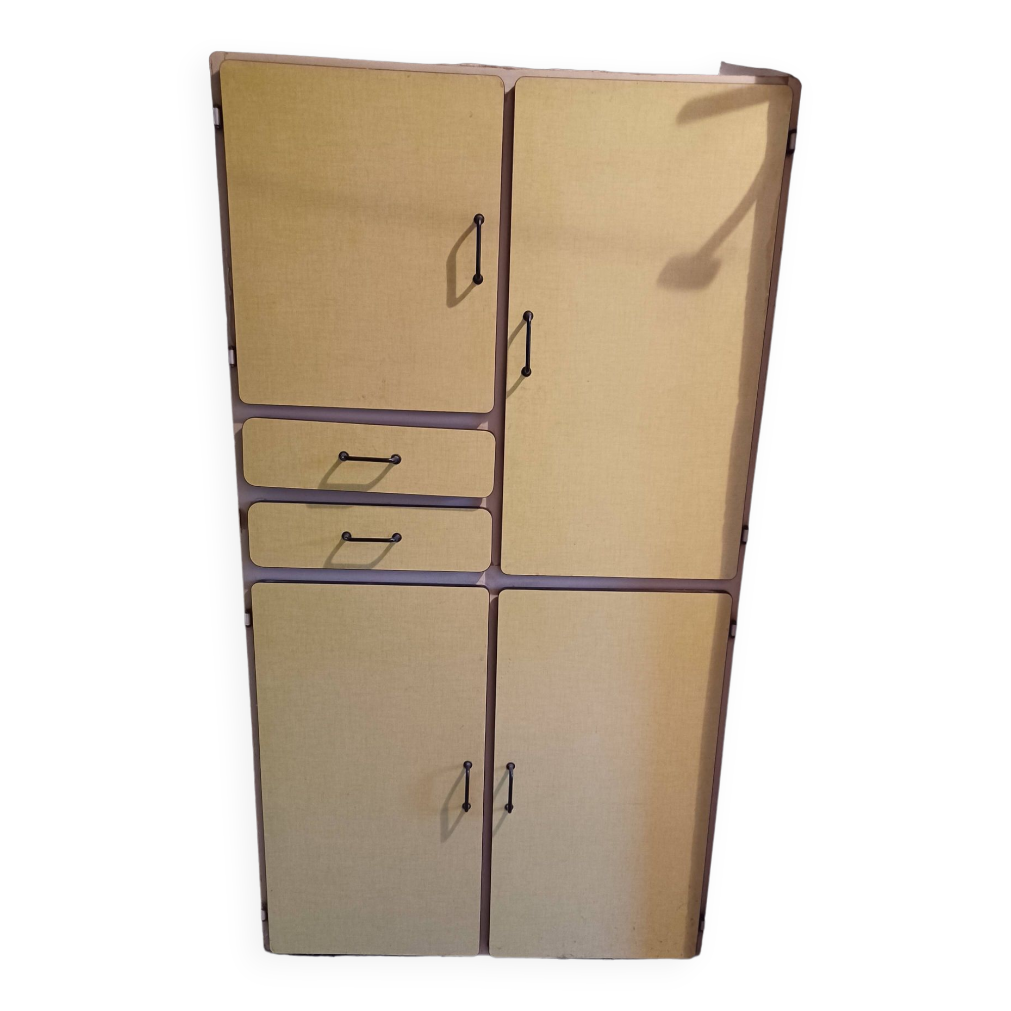 Yellow formica kitchen cabinet