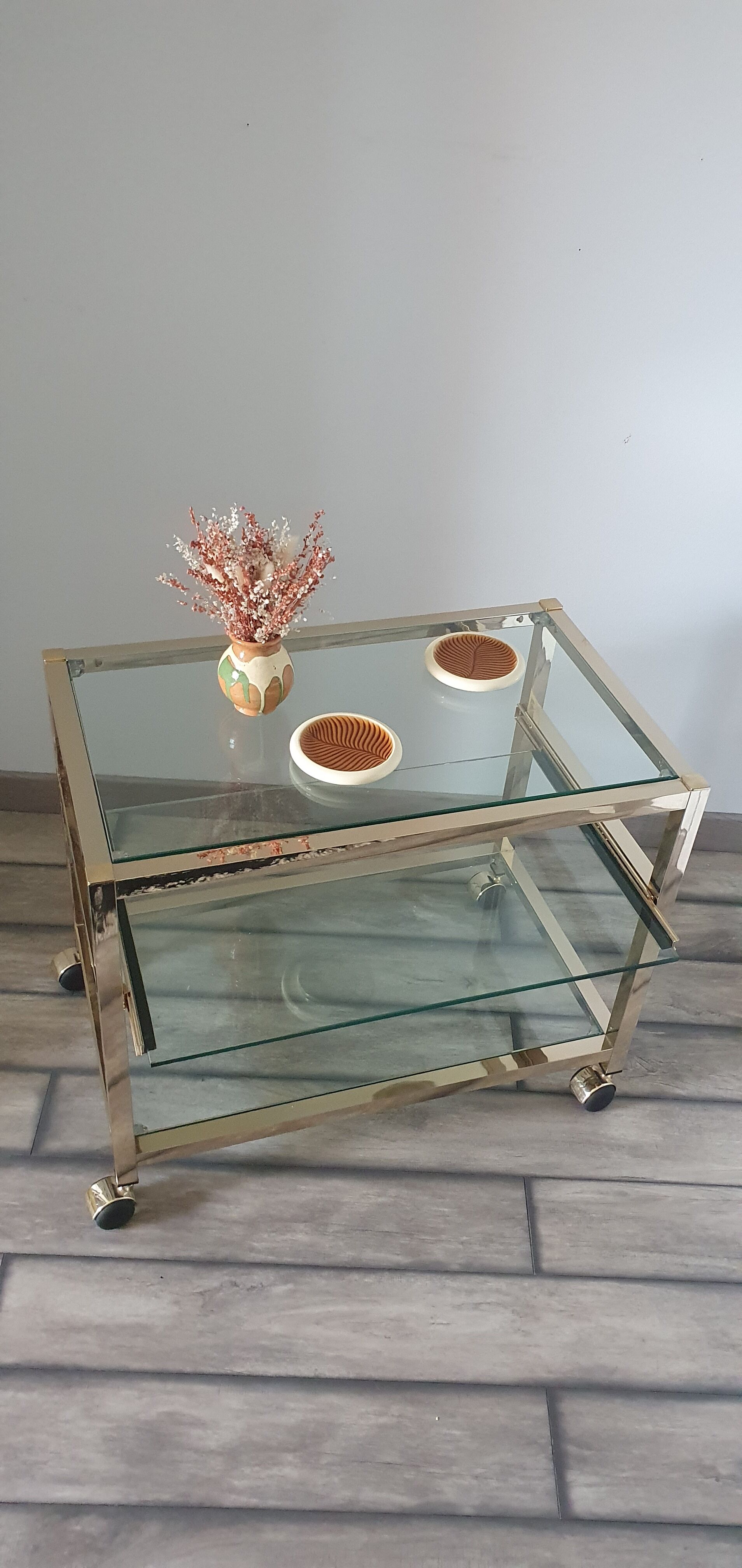 Metal and glass serving trolley