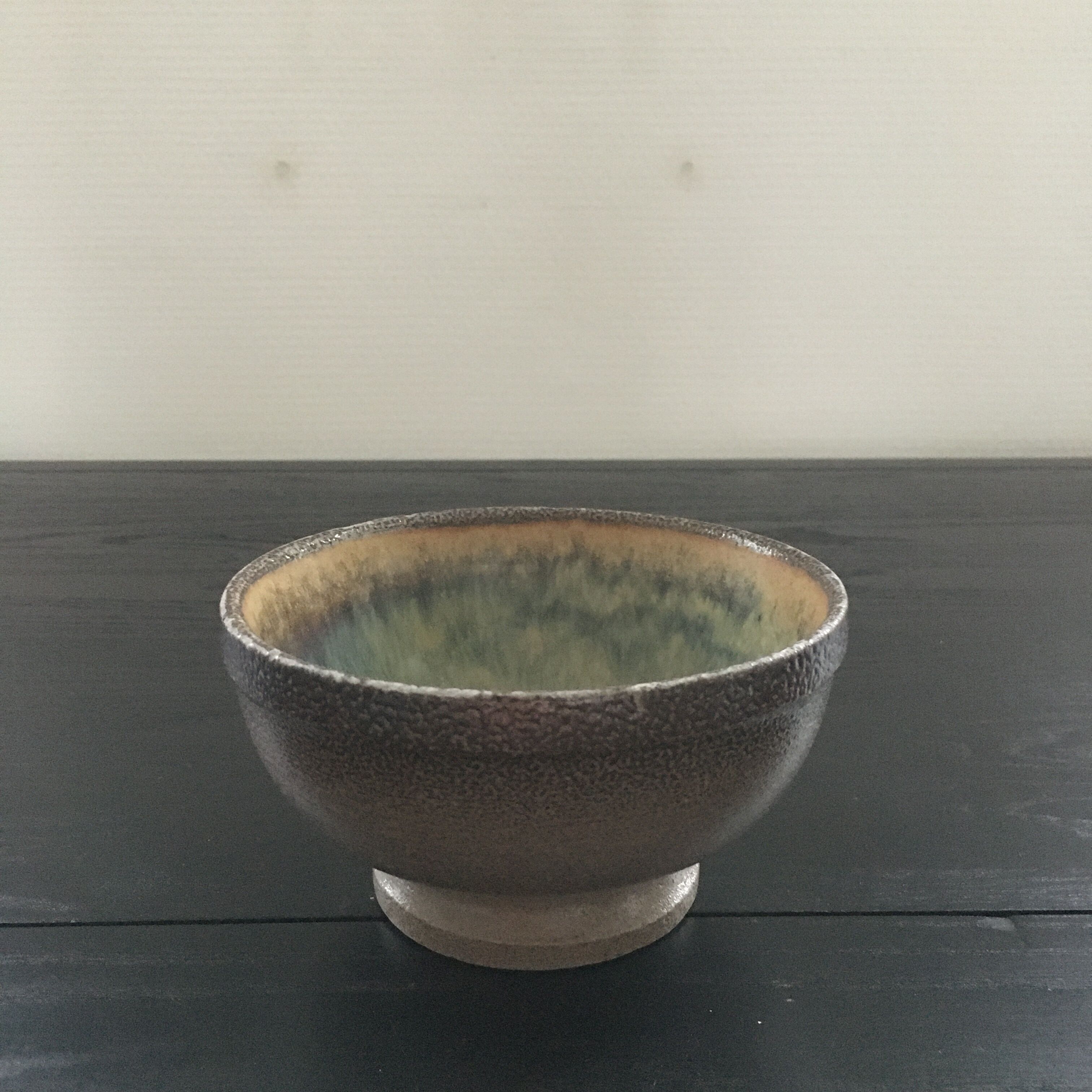 Stoneware bowl with flamed glaze