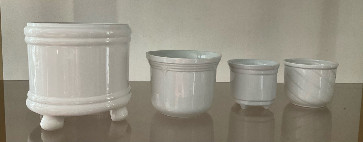 Série de 4 cache pot vintage en céramique