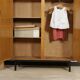 Vintage 1960 removable rattan and oak cabinet