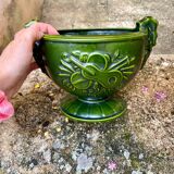 Cache-pot en fonte émaillée verte