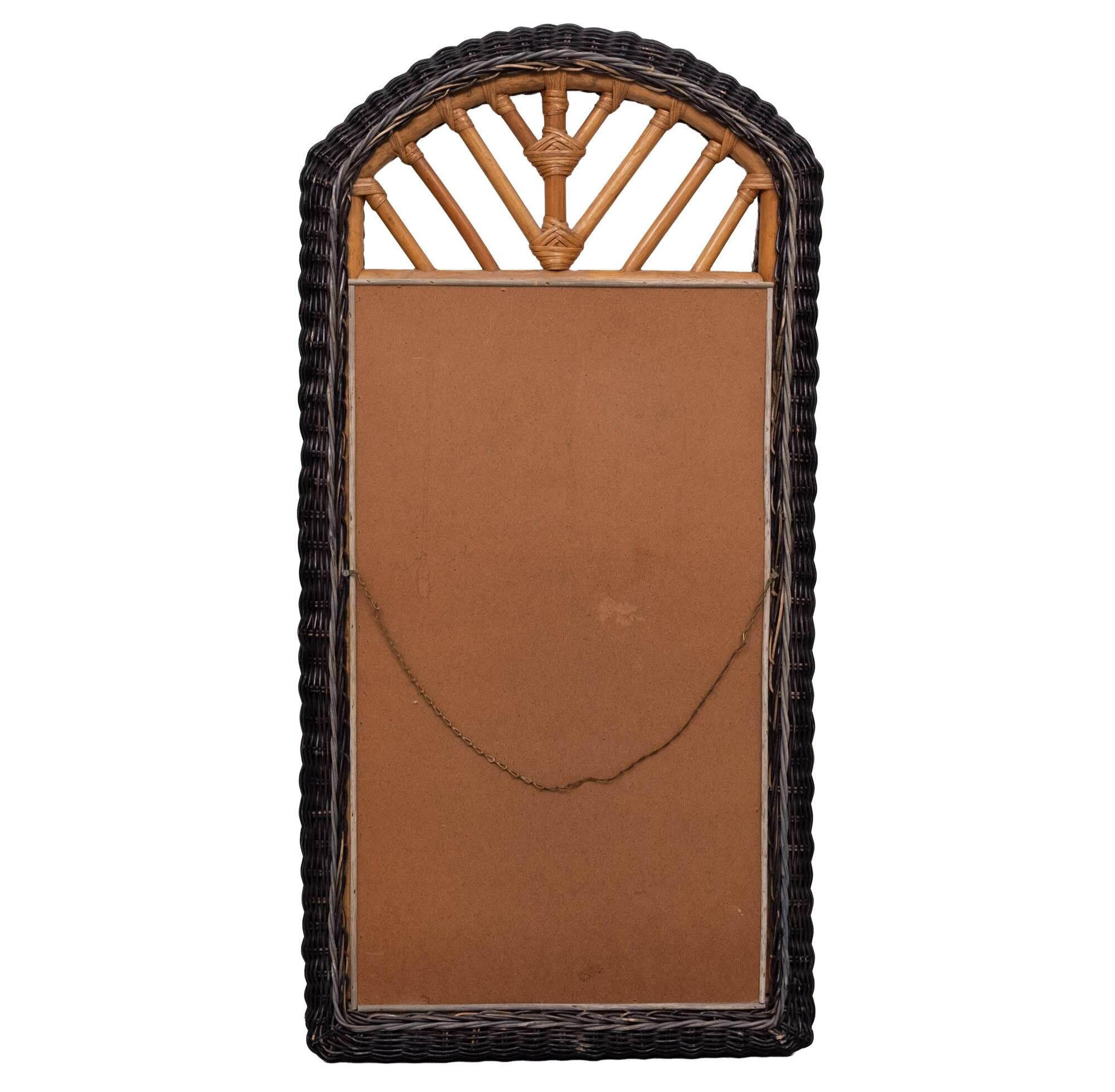 Boho Chic Wall Mirror in Rattan and Wicker Italian 1970s